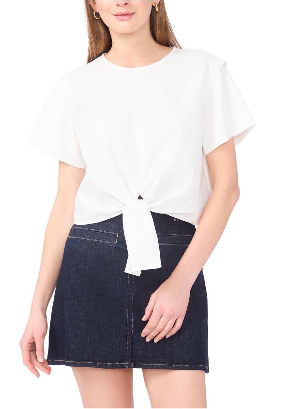 Women's Short-Sleeve Front-Tie Detail Top